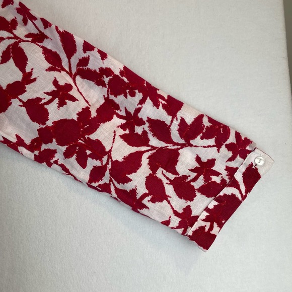 Pure Linen John Lewis Floral Long Sleeve Linen Blouse SZ 12 - Picture 3 of 10